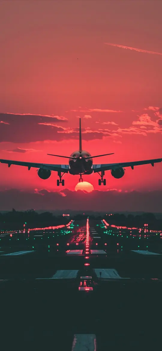 Sunset Airplane Landing