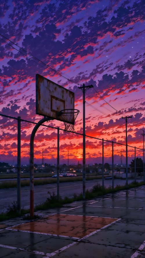 Sunset Basketball Court Anime - Related OpersCraft wallpaper