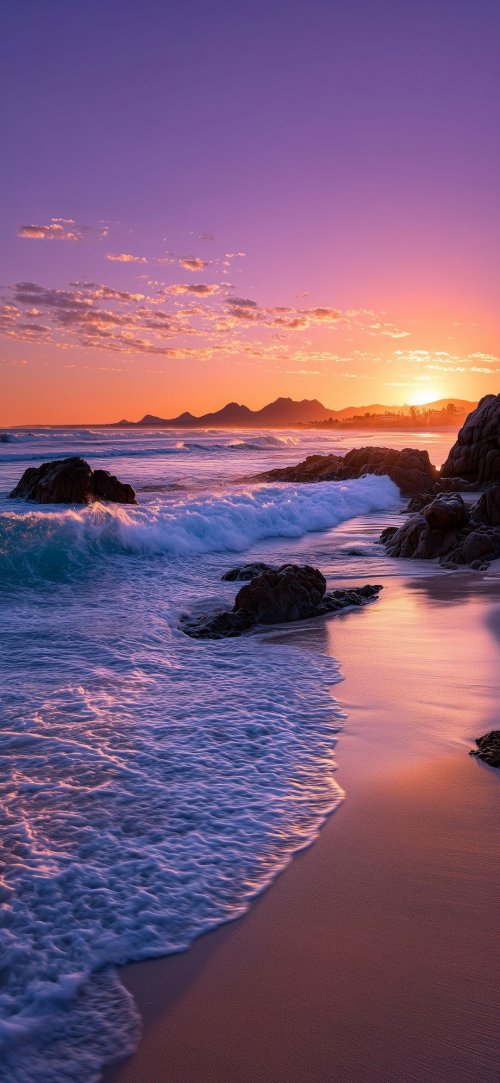 Sunset Beach Waves - Related StockWalls wallpaper