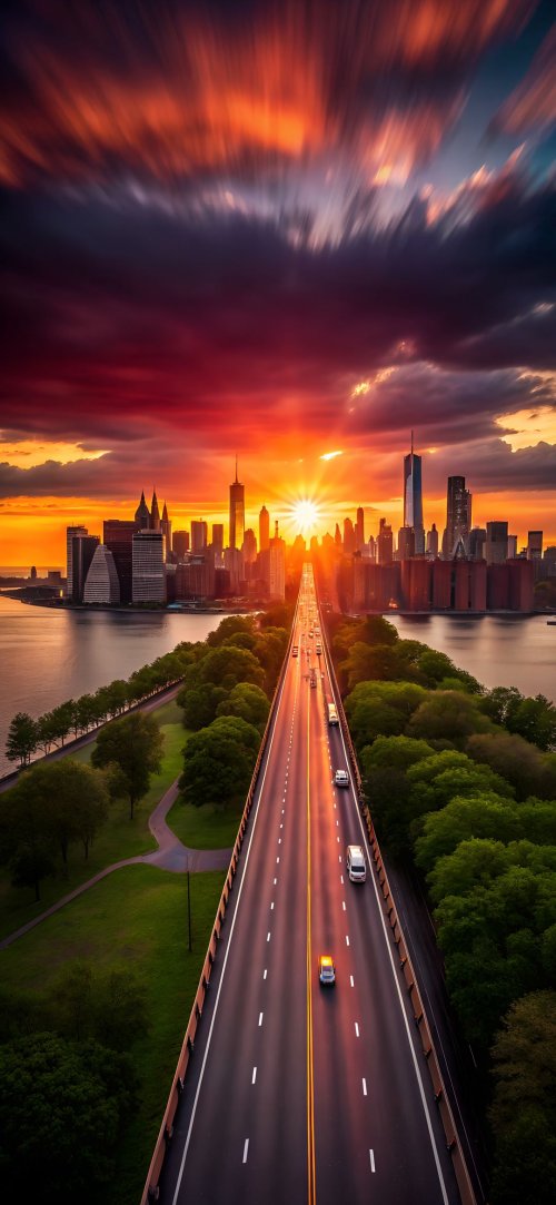 Sunset City Highway - city Wallpaper