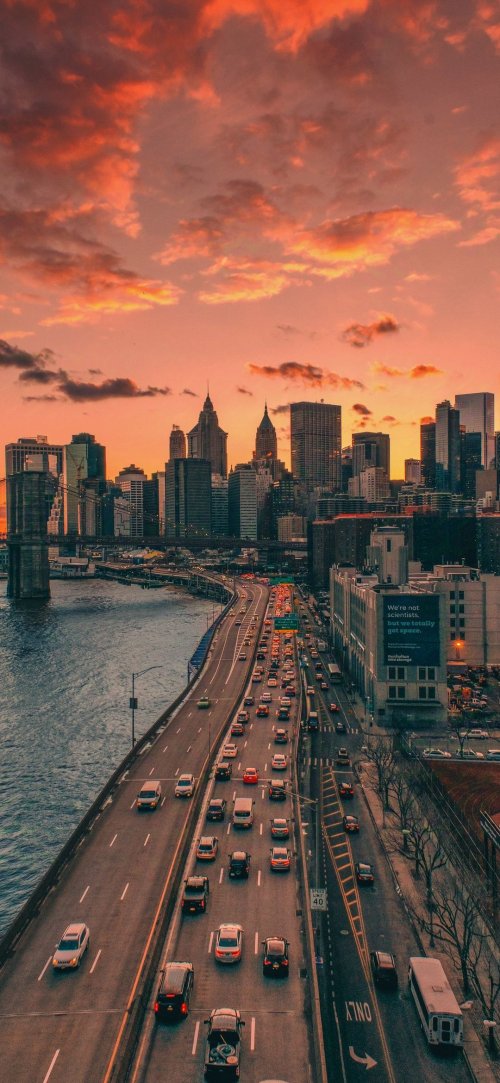 Sunset City Traffic - city Wallpaper