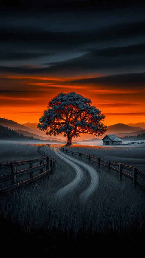 Sunset Countryside Landscape