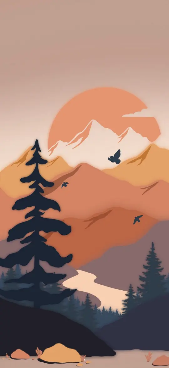 Sunset Mountain Landscape Art - Related OpersCraft wallpaper