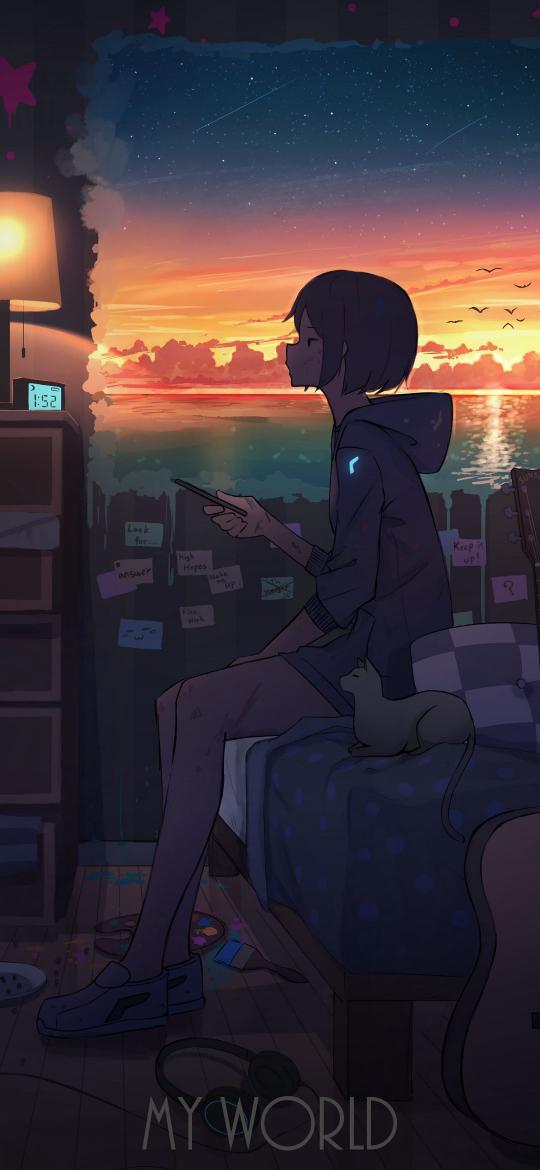 Sunset Room Anime Girl - Related OpersCraft wallpaper