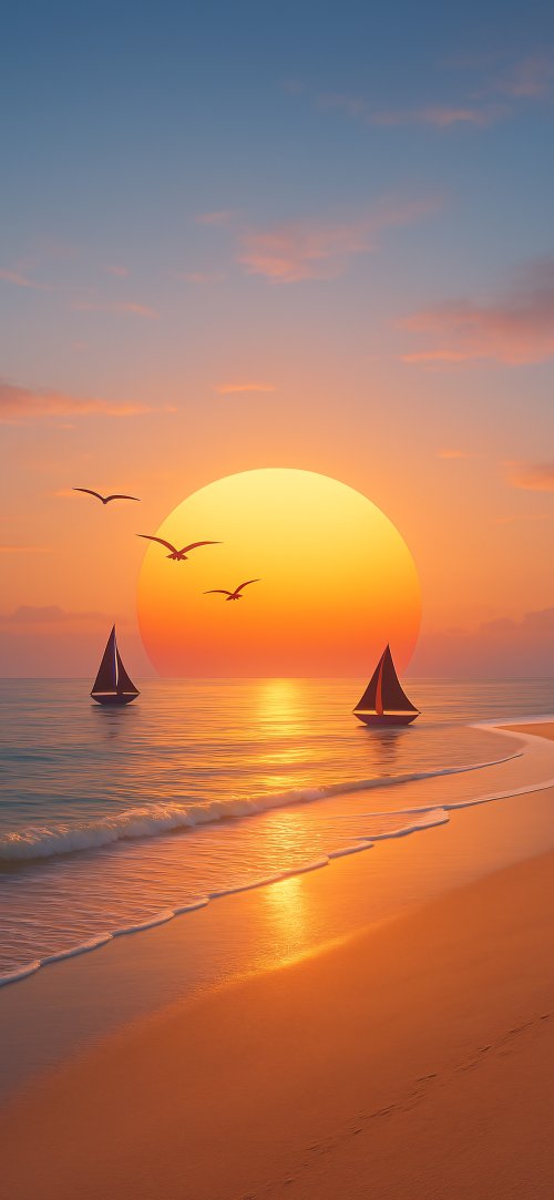 Sunset Sailboats Serene Beach - Related OpersCraft wallpaper