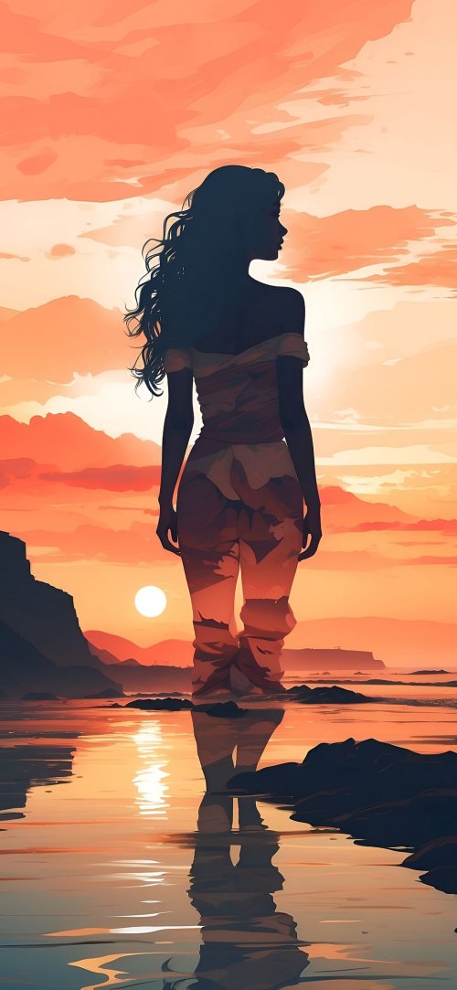 Sunset Silhouette Woman - Related OpersCraft wallpaper