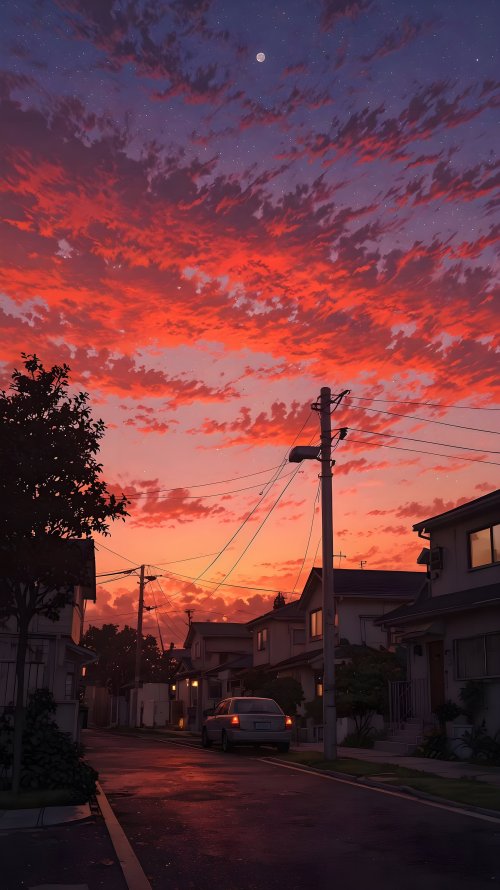 Sunset Street Anime Style - Related OpersCraft wallpaper