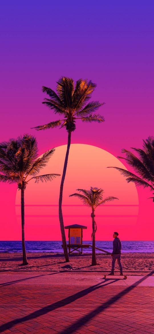 Synthwave Beach Sunset