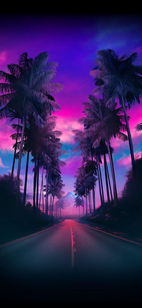 Synthwave Palm Road - Related OpersCraft wallpaper