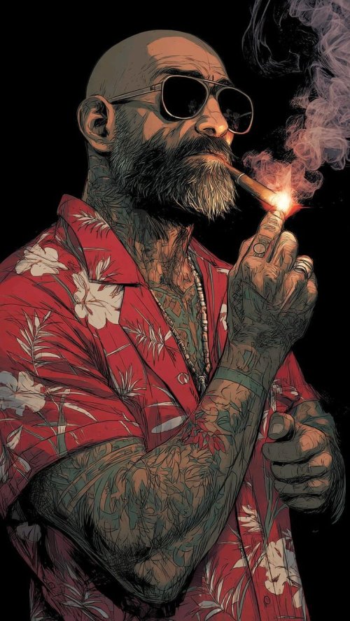 Tattooed Man Smoking Cigar - Related OpersCraft wallpaper