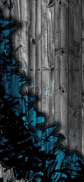 Teal Graffiti Wood Panel - graffiti Wallpaper