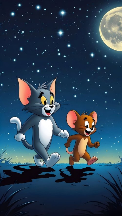 Tom and Jerry Night - anime Wallpaper