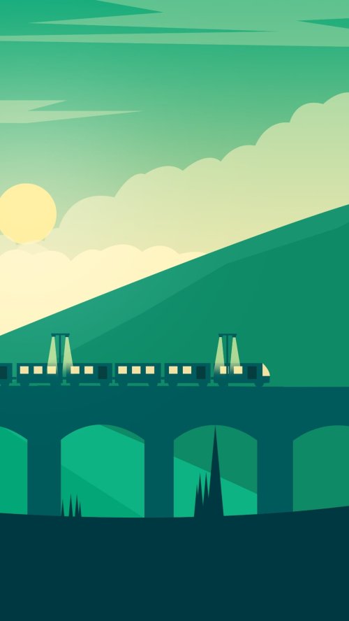 Train Crossing Green Landscape