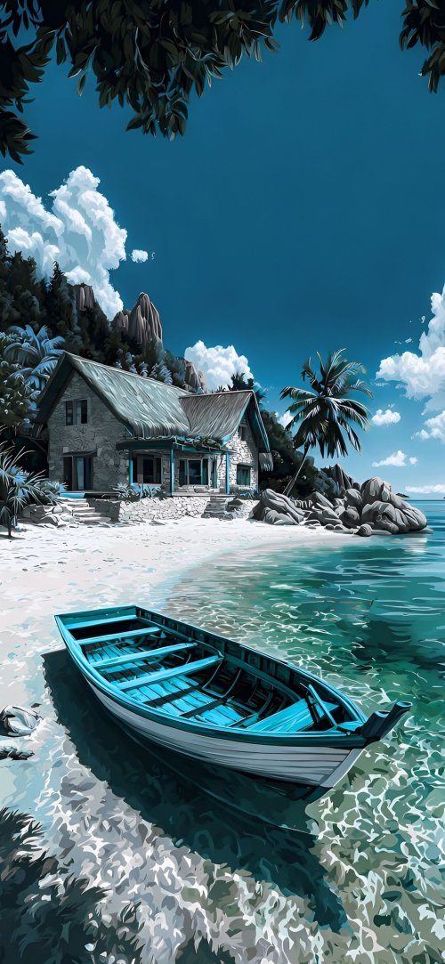 Tropical Beachfront Boat - Related OpersCraft wallpaper