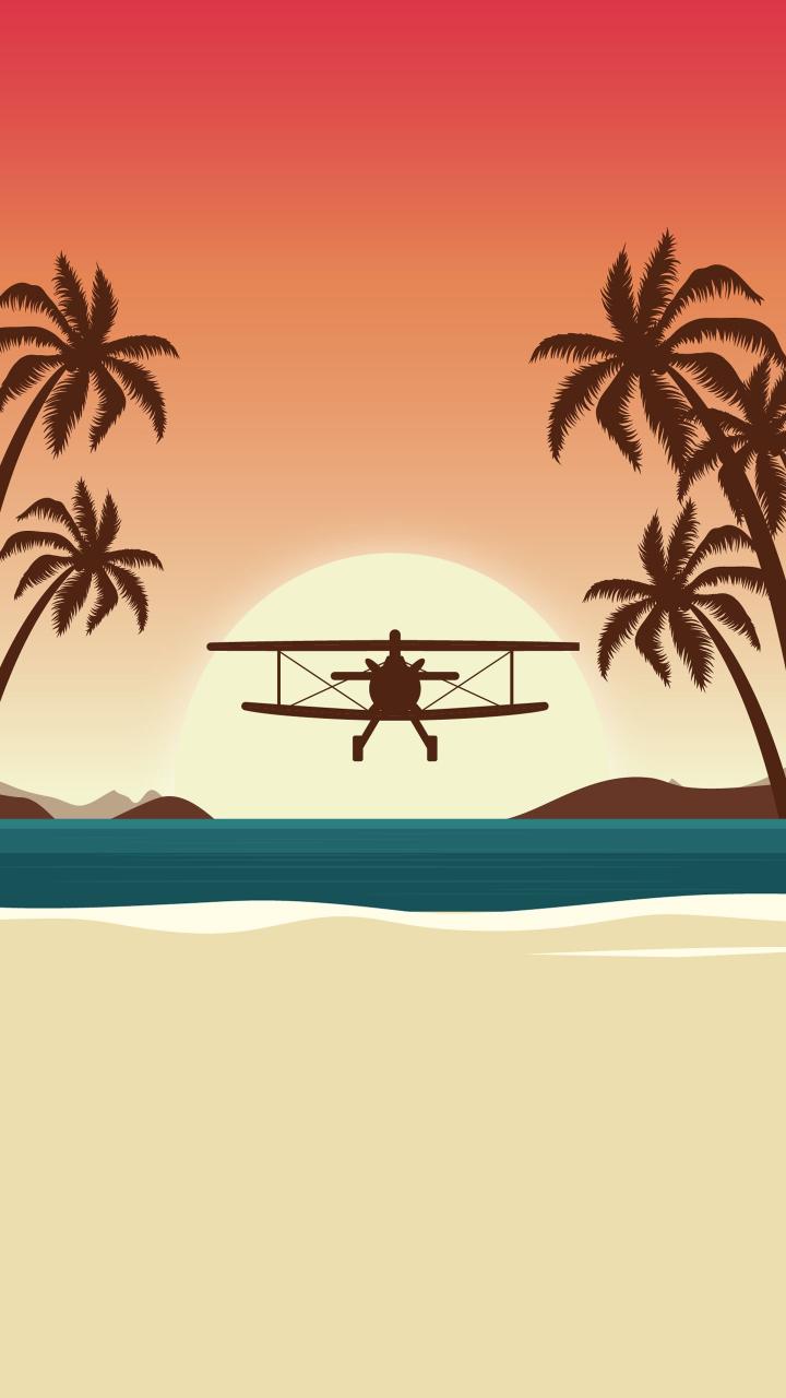Tropical Biplane Sunset - Related OpersCraft wallpaper