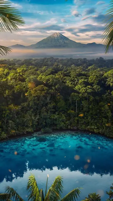 Tropical Mountain Lake View - Related OpersCraft wallpaper