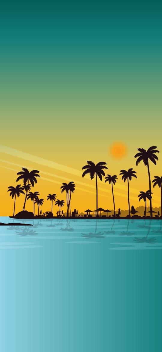 Tropical Sunset Silhouette