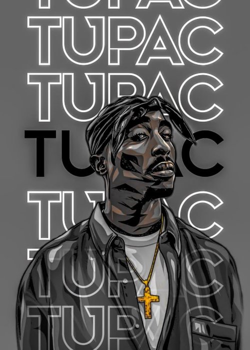 Tupac Neon Portrait - Related Darkify wallpaper