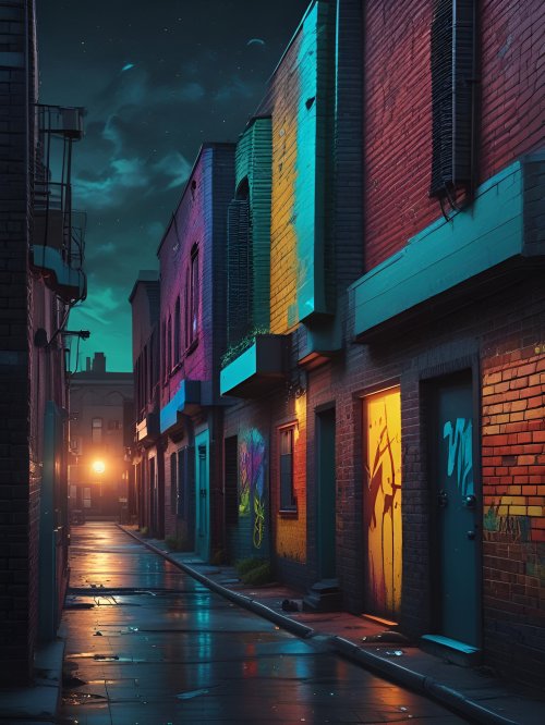Urban Alleyway Nightscape - Related StockWalls wallpaper