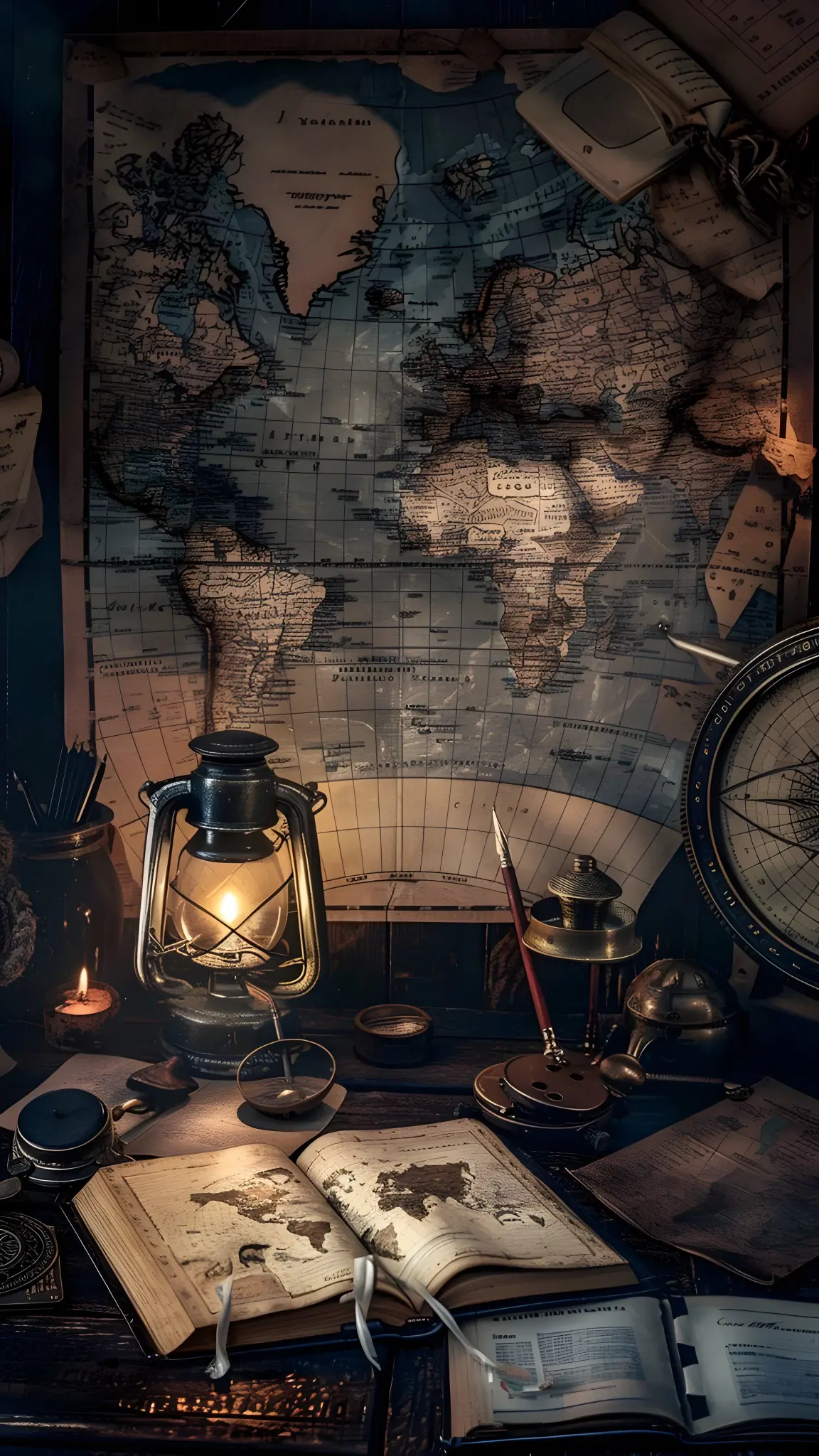 Vintage Explorer's Study - vintage Wallpaper