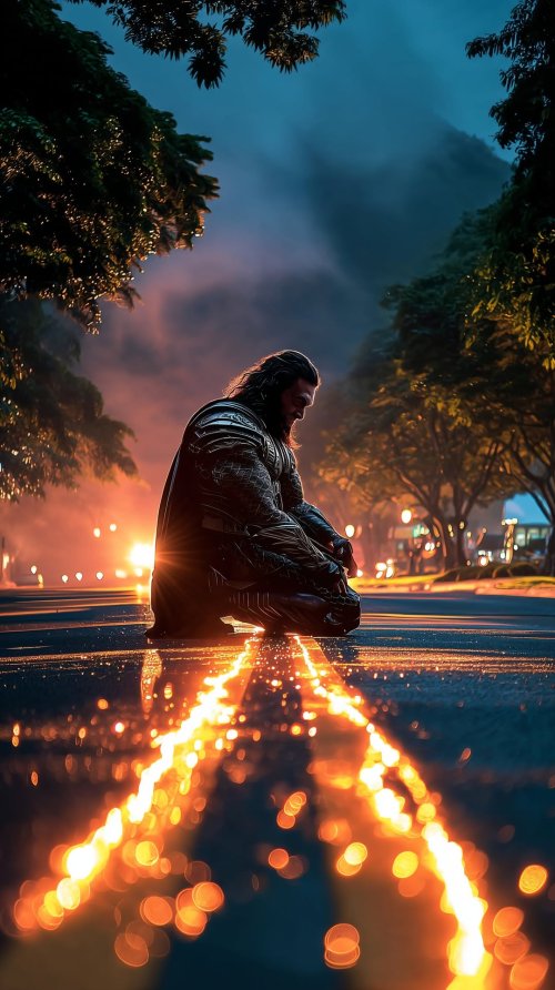 Warrior's Fiery Reflection