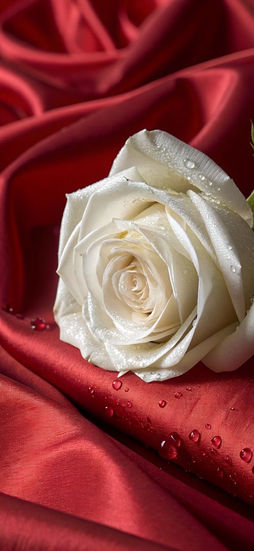White Rose on Red