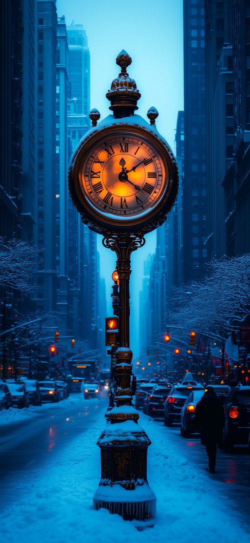 Winter City Clock