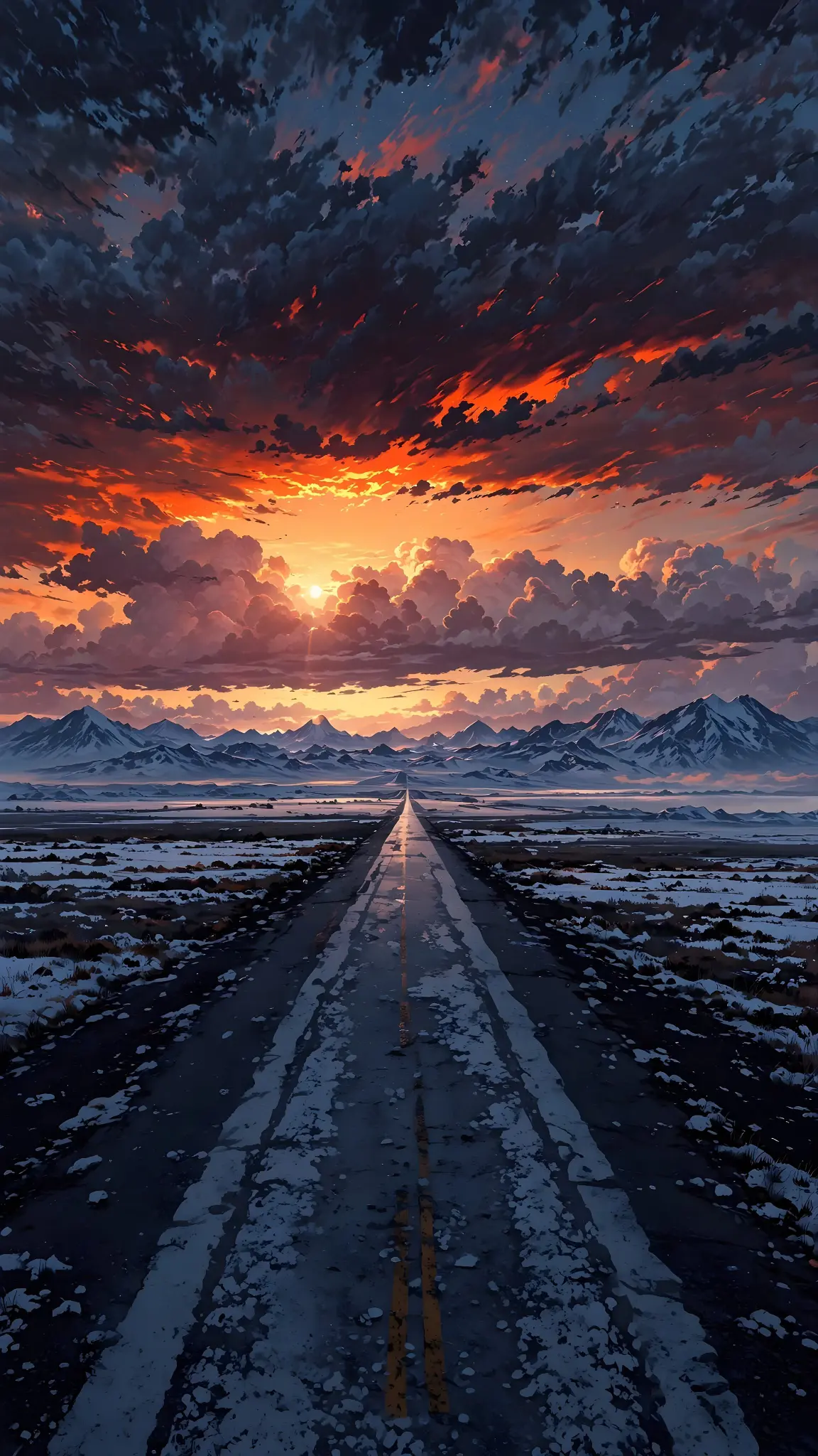 Winter Road Sunset - Related OpersCraft wallpaper