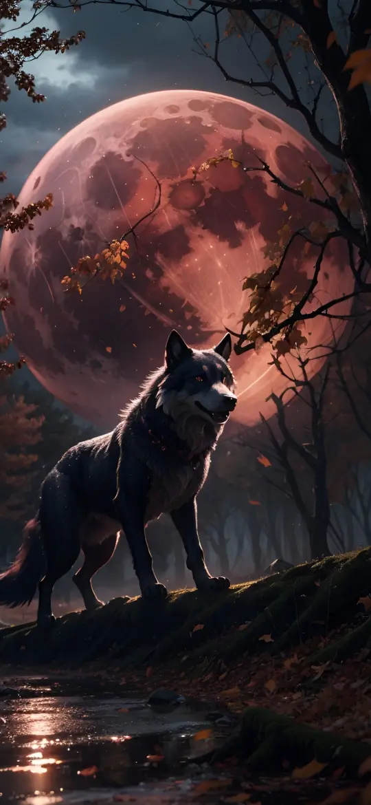Wolf and Crimson Moon - Related OpersCraft wallpaper