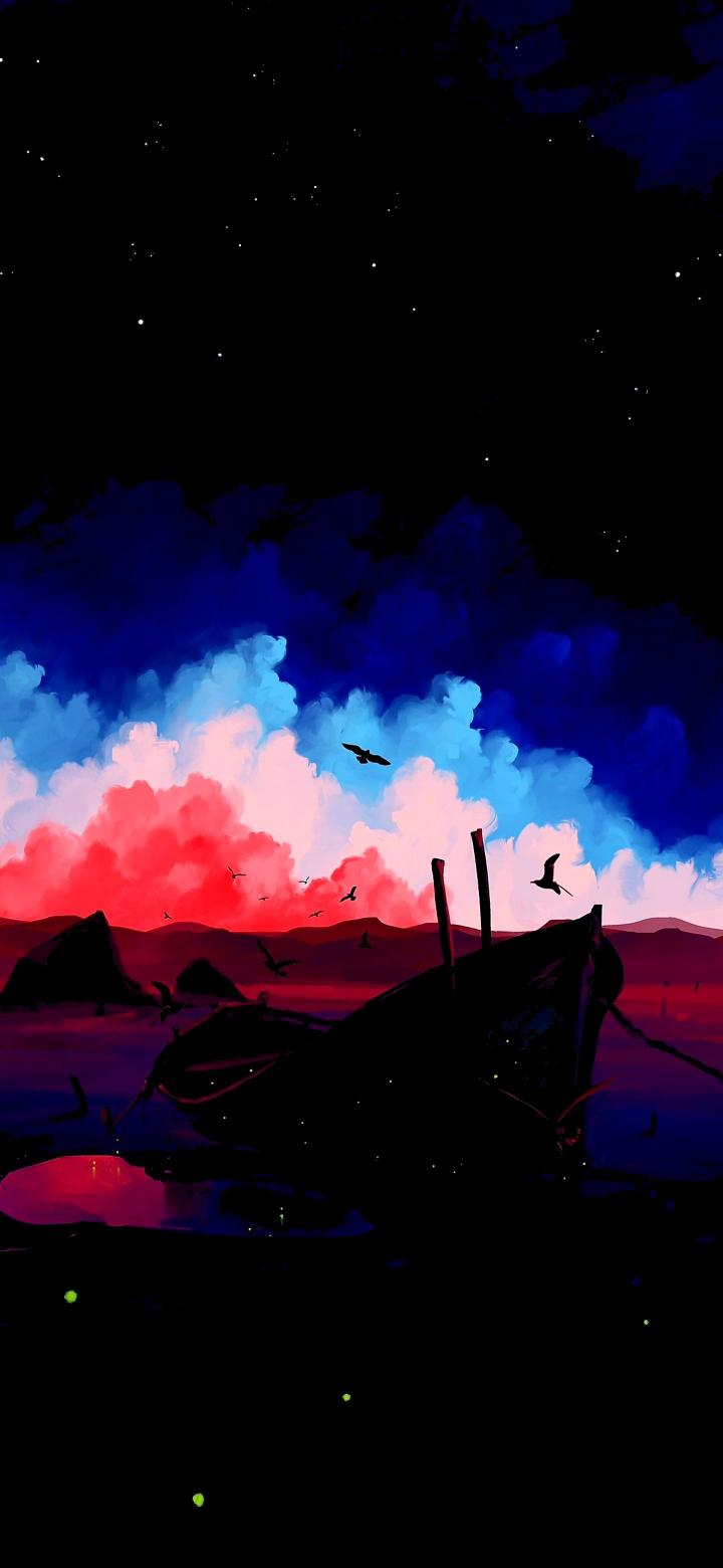 Wrecked Ship Silhouette Night - Related OpersCraft wallpaper