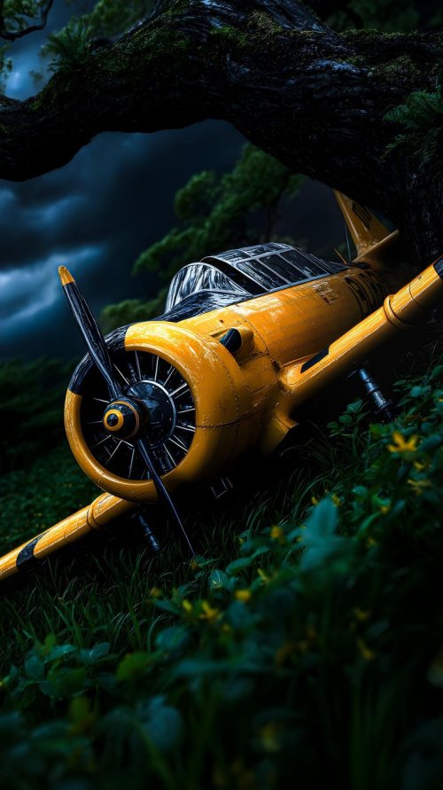 Yellow Plane in Forest - random Wallpaper
