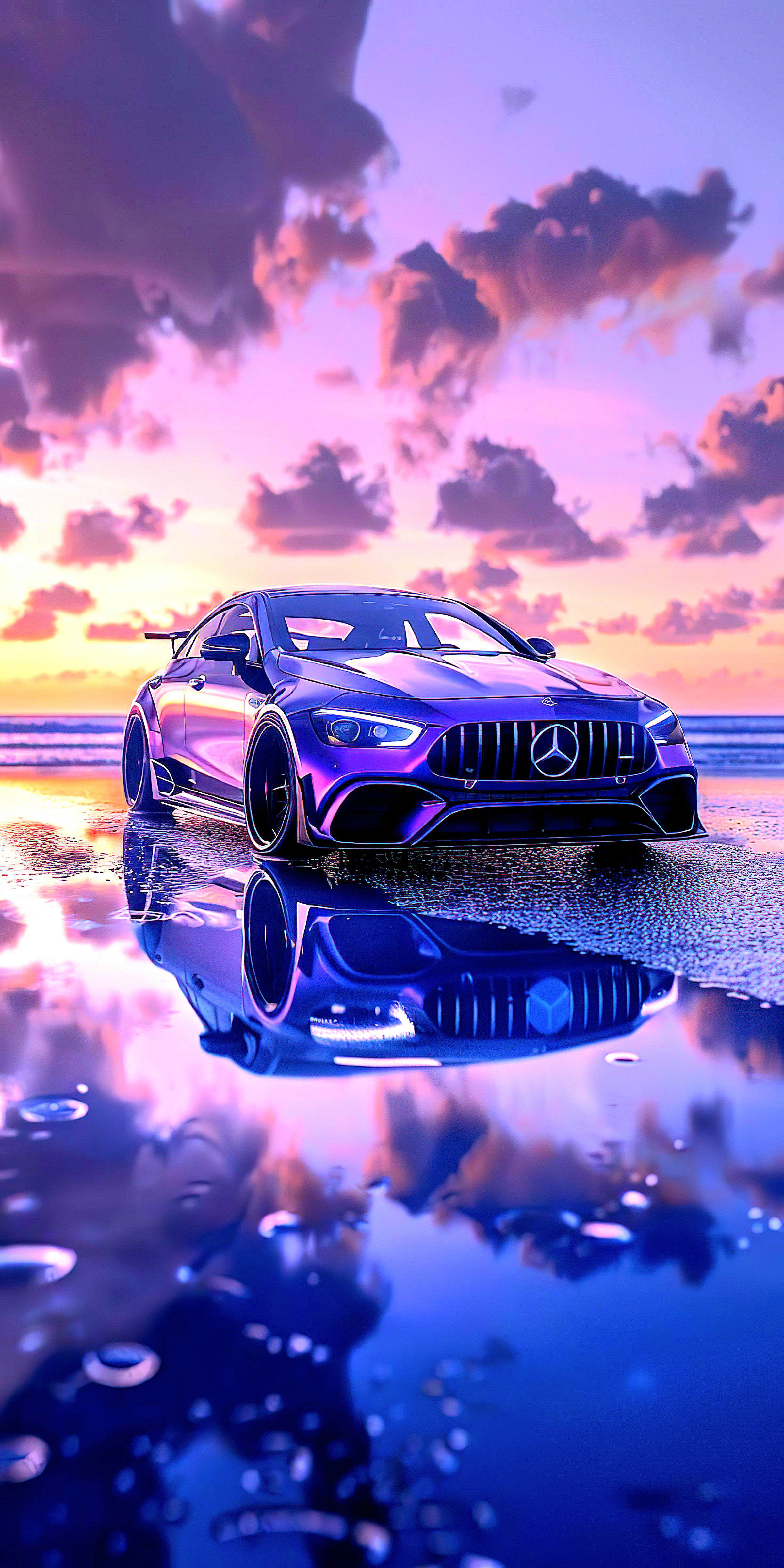 Purple Mercedes Beach Sunset - mercedes-benz wallpaper for OpersCraft