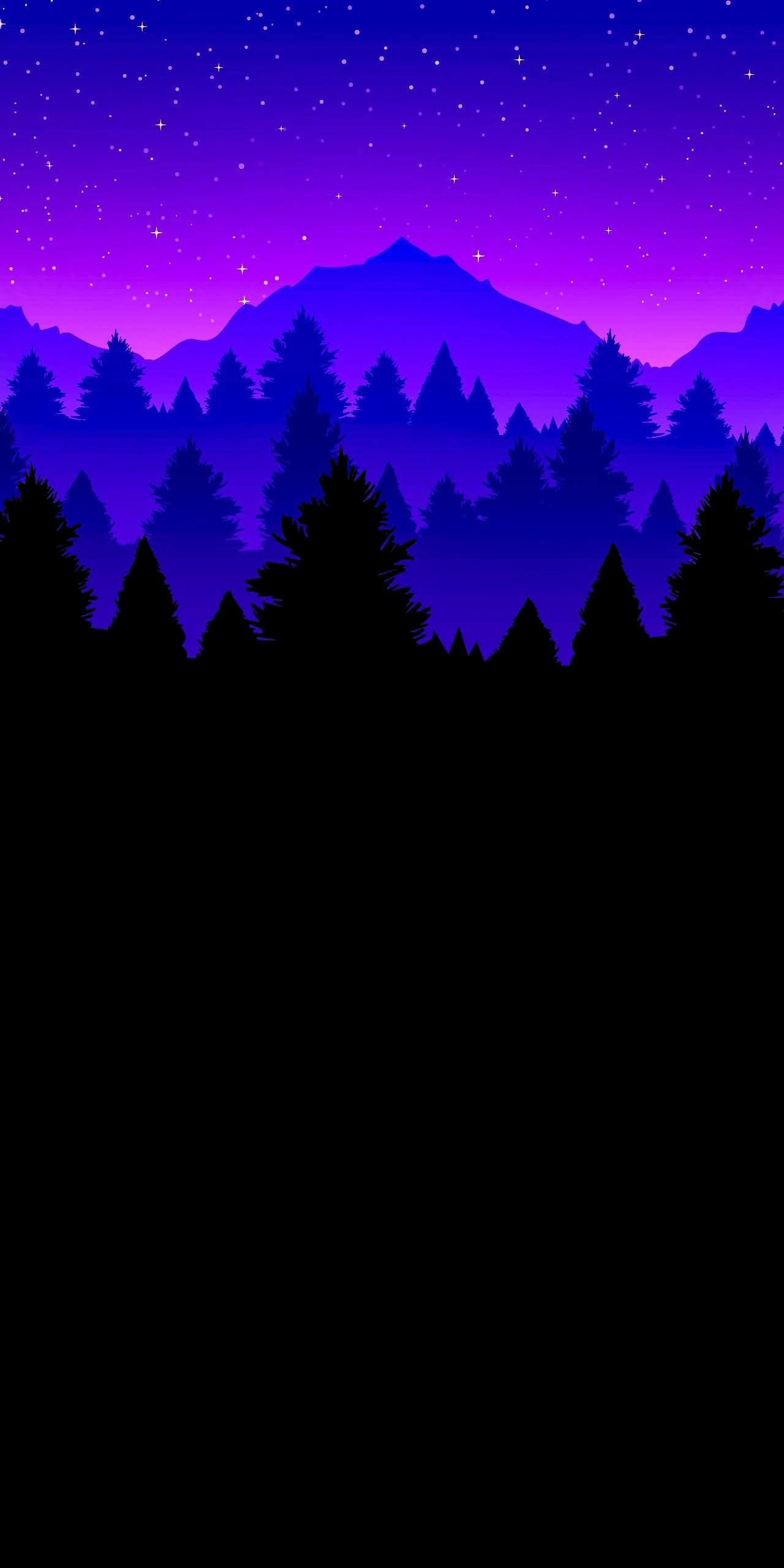 Purple Mountain Forest Night - forest wallpaper for OpersCraft