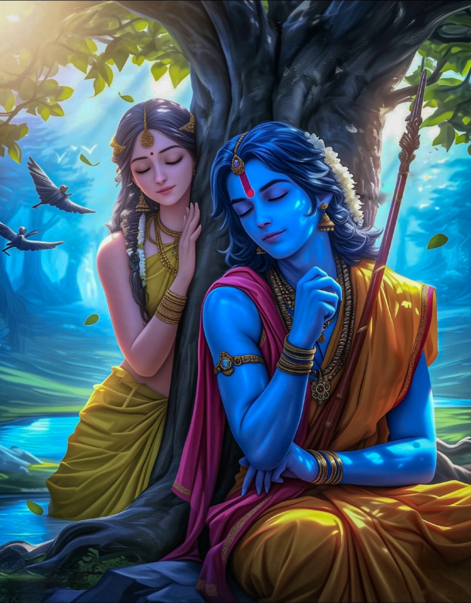 Radha Krishna Serene Moment - random wallpaper for OpersCraft
