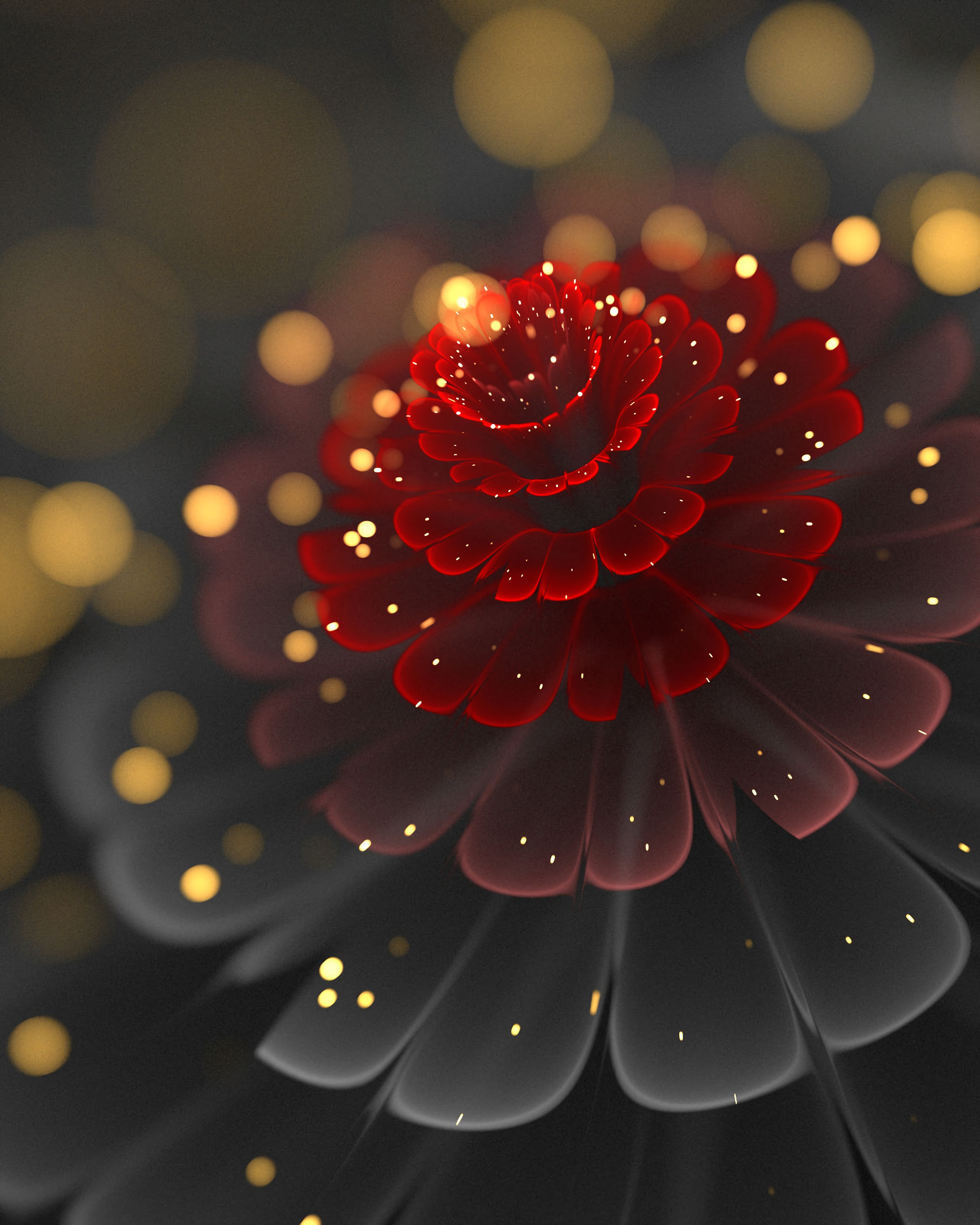Radiant Red Fractal Flower - random wallpaper for OpersCraft