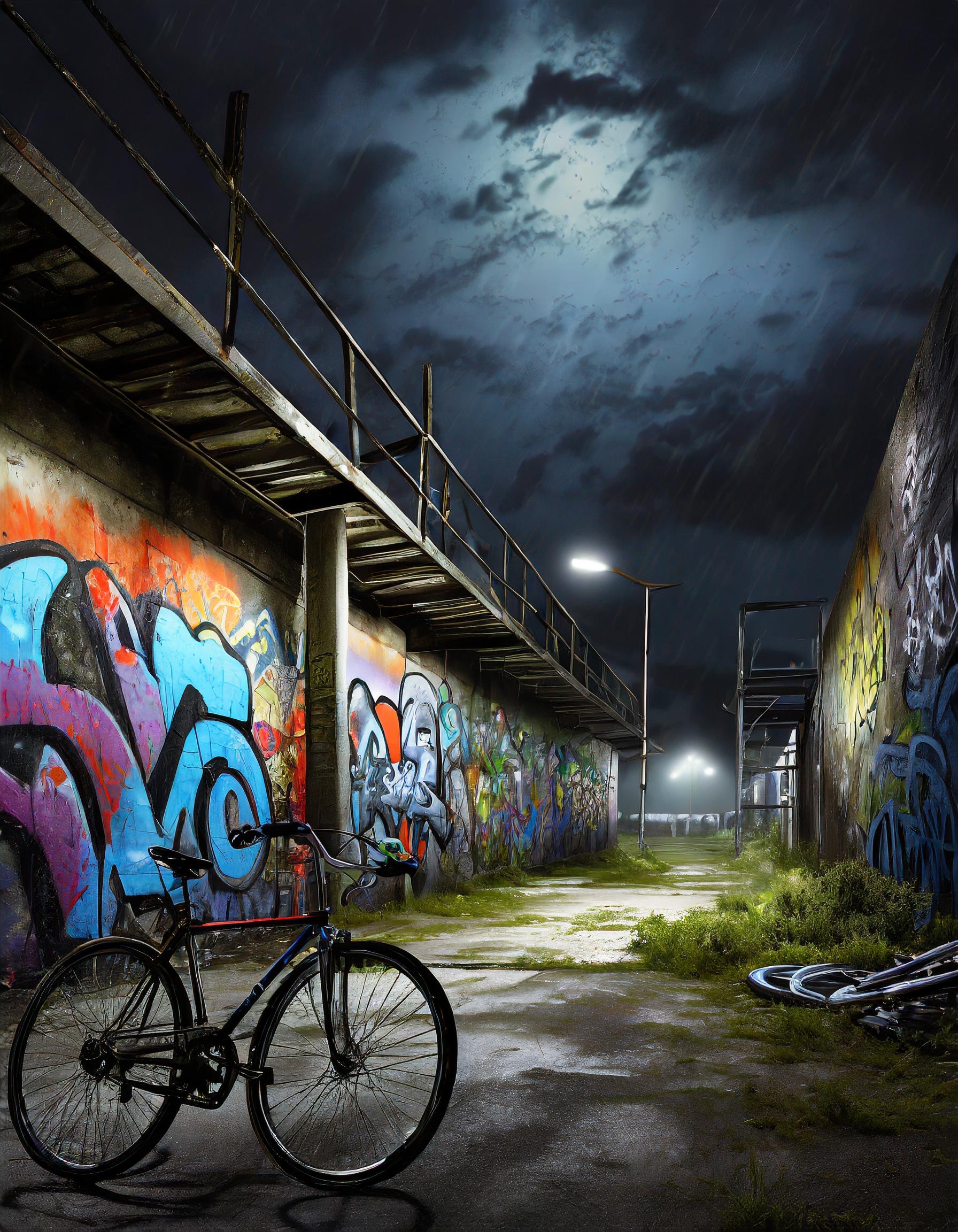 Rainy Graffiti Alley Bike - ghetto wallpaper for OpersCraft