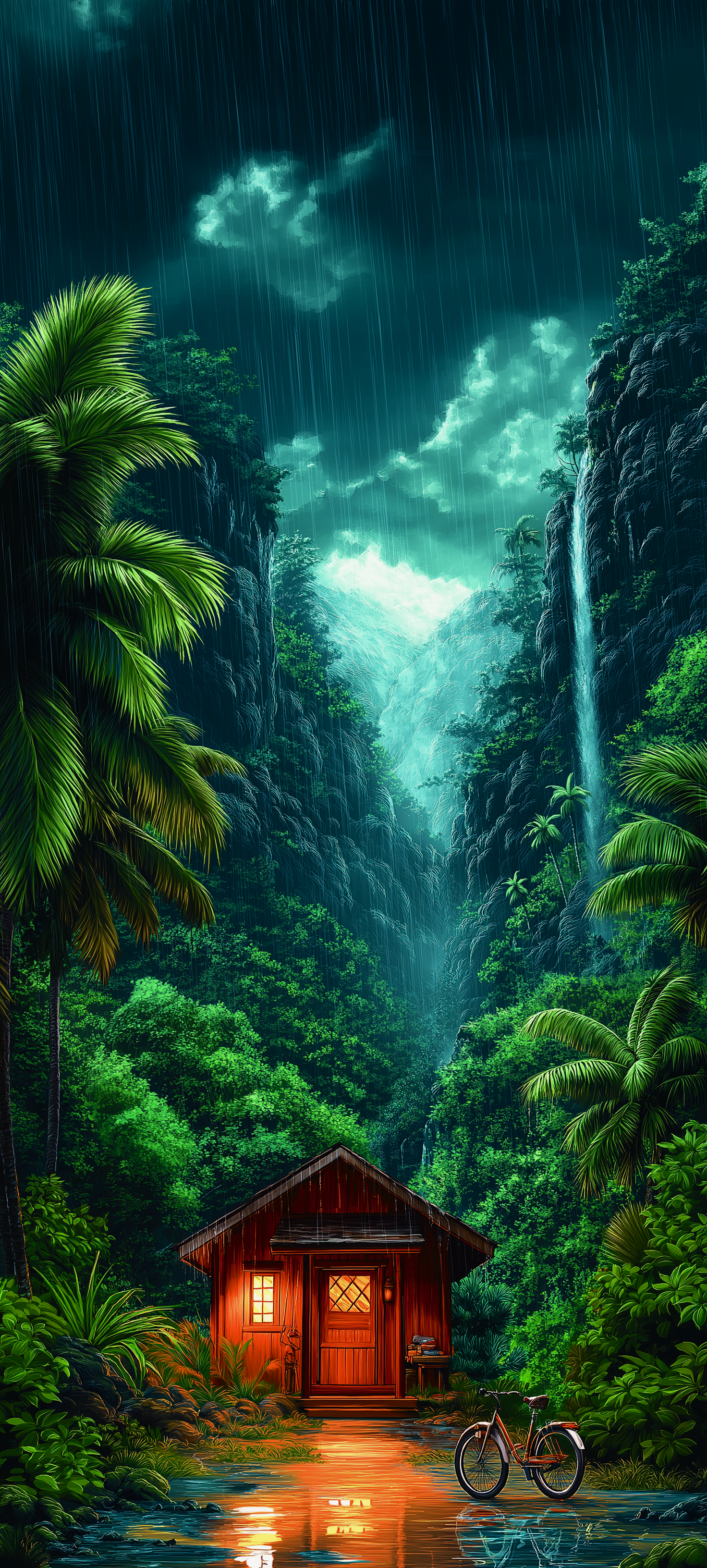 Rainy Jungle Cabin Retreat - jungle wallpaper for OpersCraft