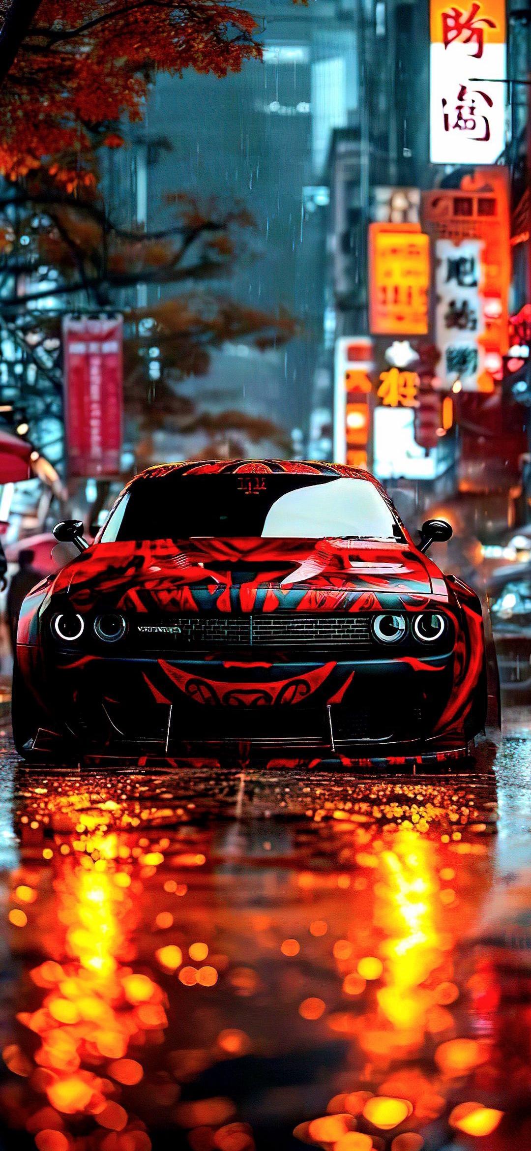 Rainy Neon City Car - cars wallpaper for OpersCraft