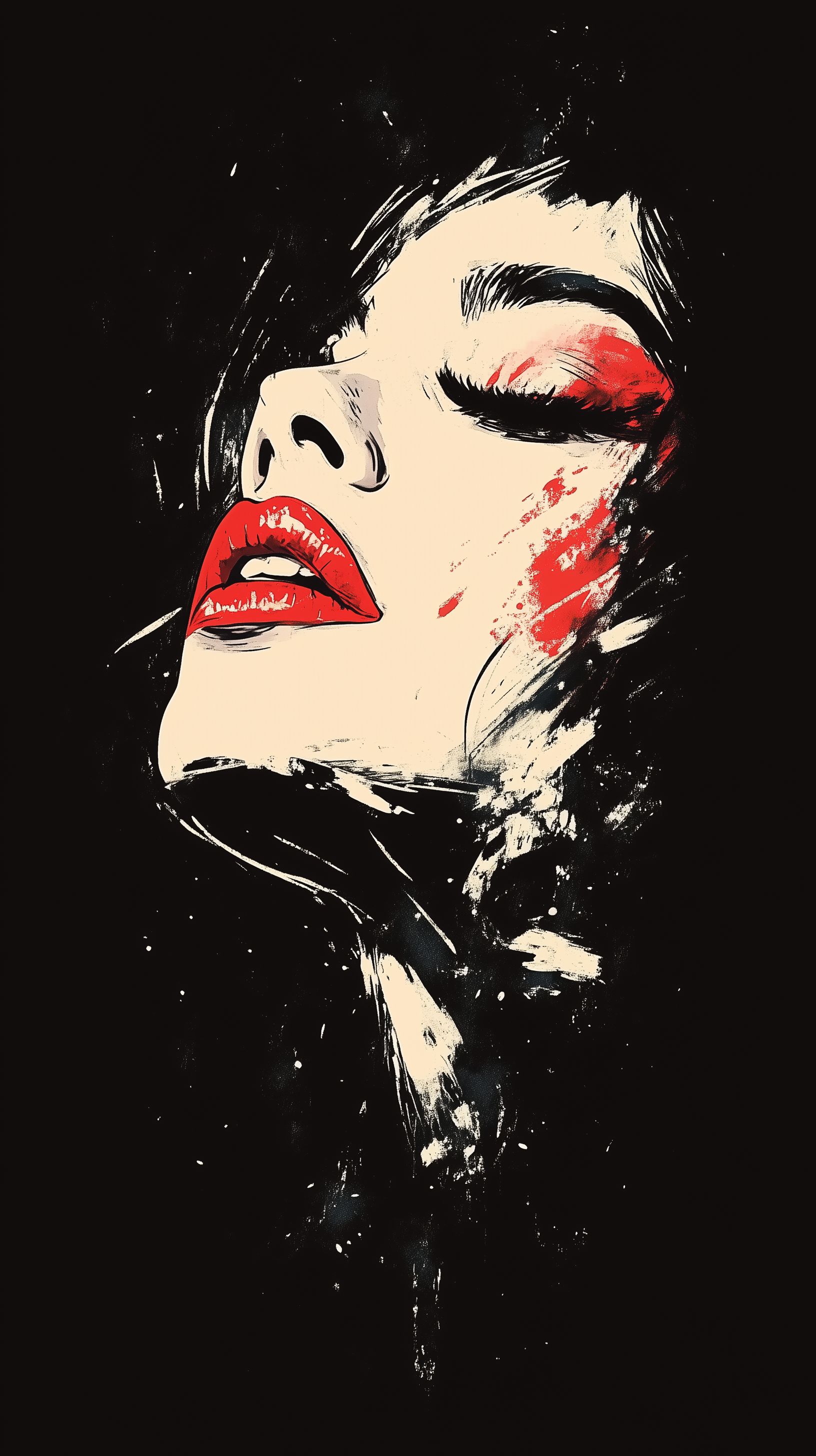 Red Lips Abstract Portrait - abstract wallpaper for OpersCraft