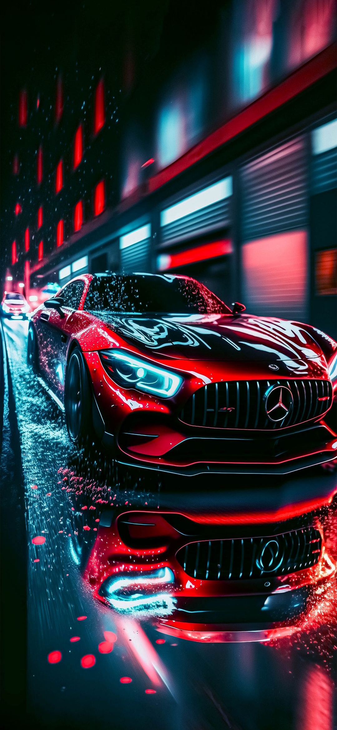 Red Mercedes Neon Drive - random wallpaper for OpersCraft