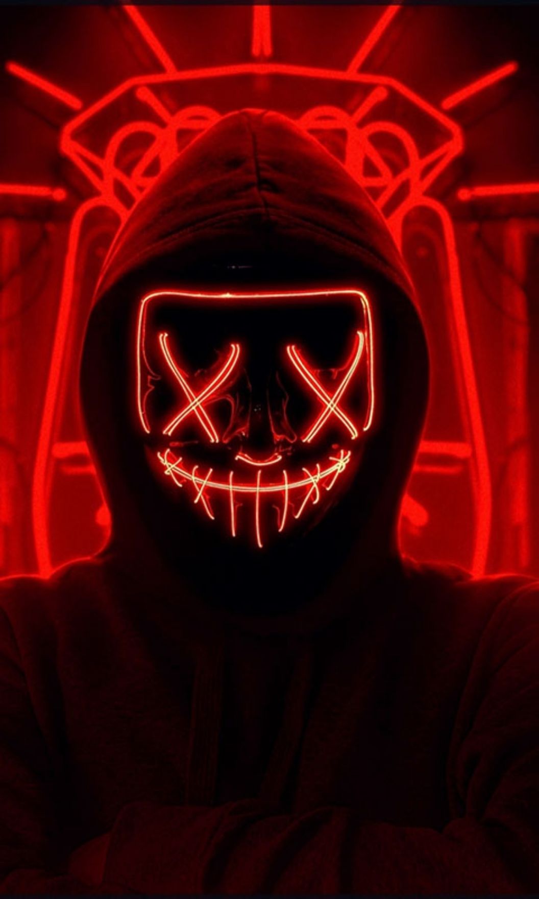 Red Neon Masked Figure - mask wallpaper for OpersCraft