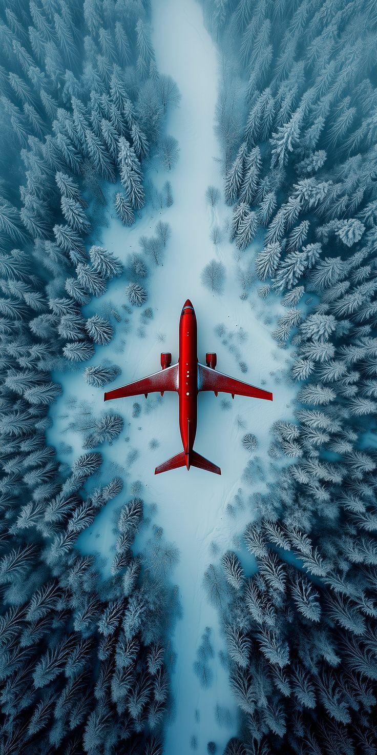 Red Plane Winter Forest - random wallpaper for OpersCraft