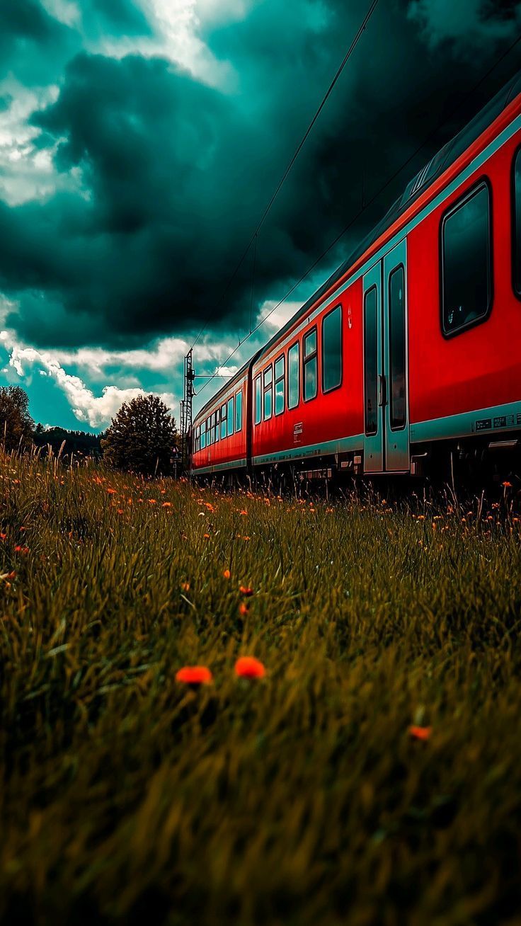 Red Train Meadow - nature wallpaper for OpersCraft