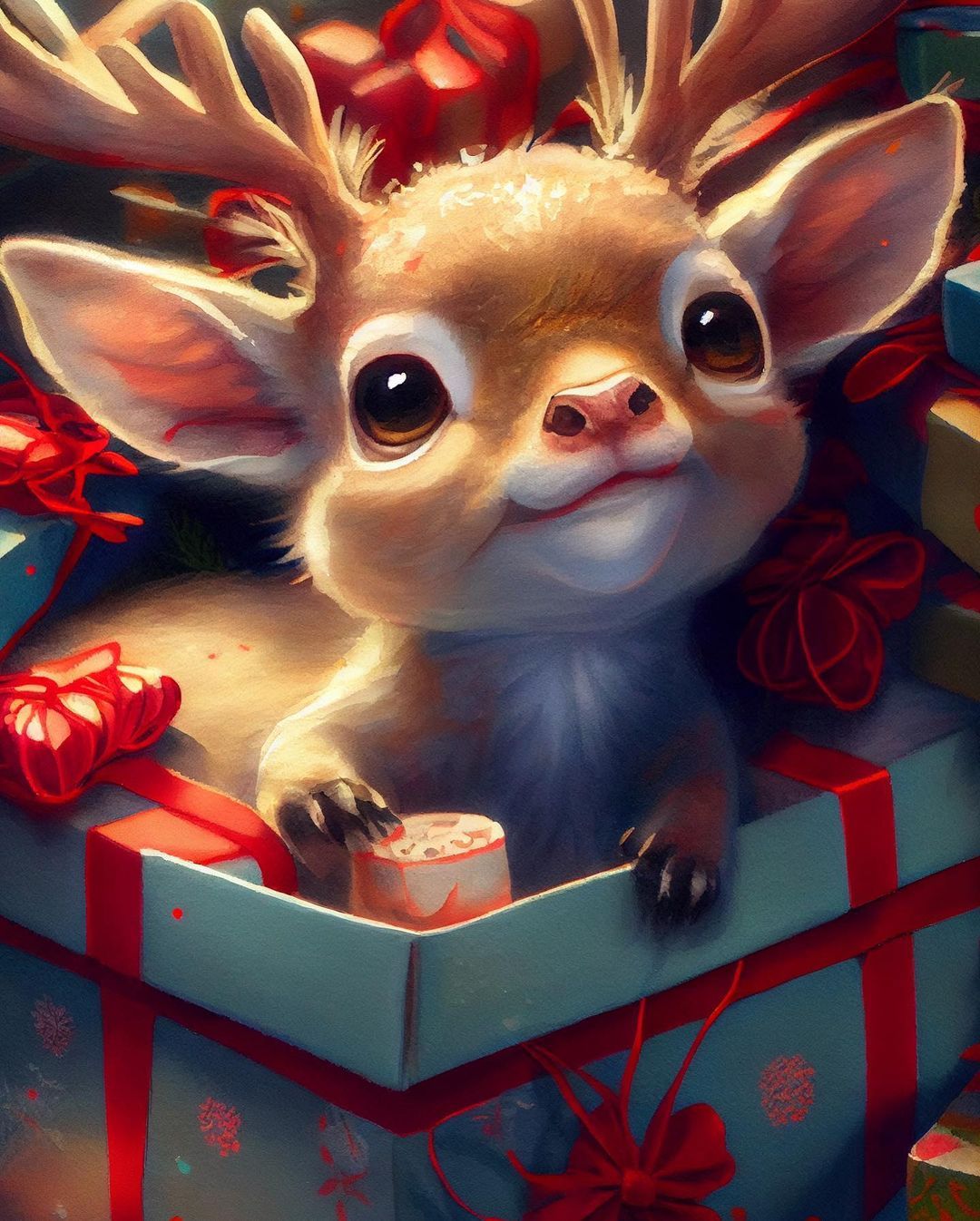 Reindeer in a Gift - christmas wallpaper for OpersCraft