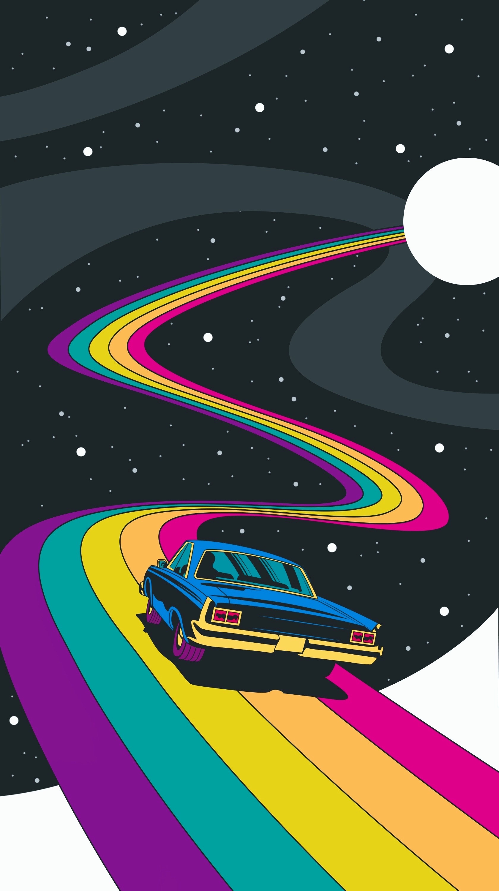 Retro Car Rainbow Road - random wallpaper for OpersCraft