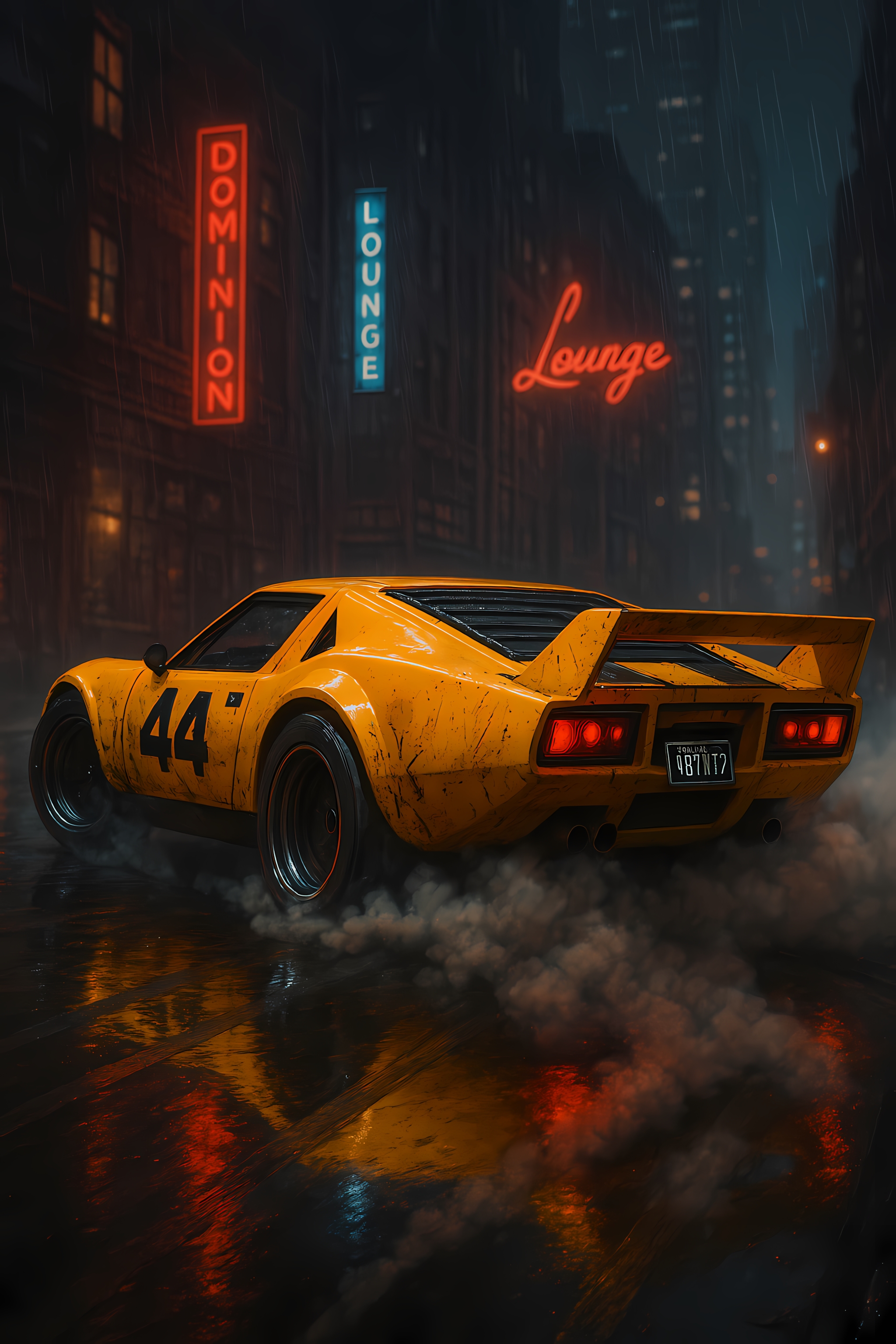 Retro Car Rainy Night - random wallpaper for OpersCraft