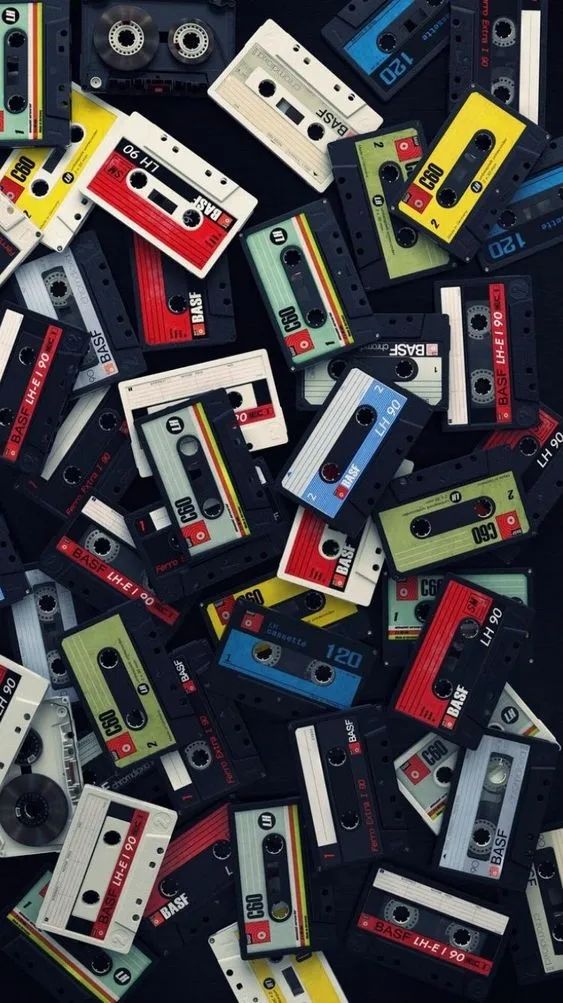 Retro Cassette Tape Pile - retro wallpaper for OpersCraft