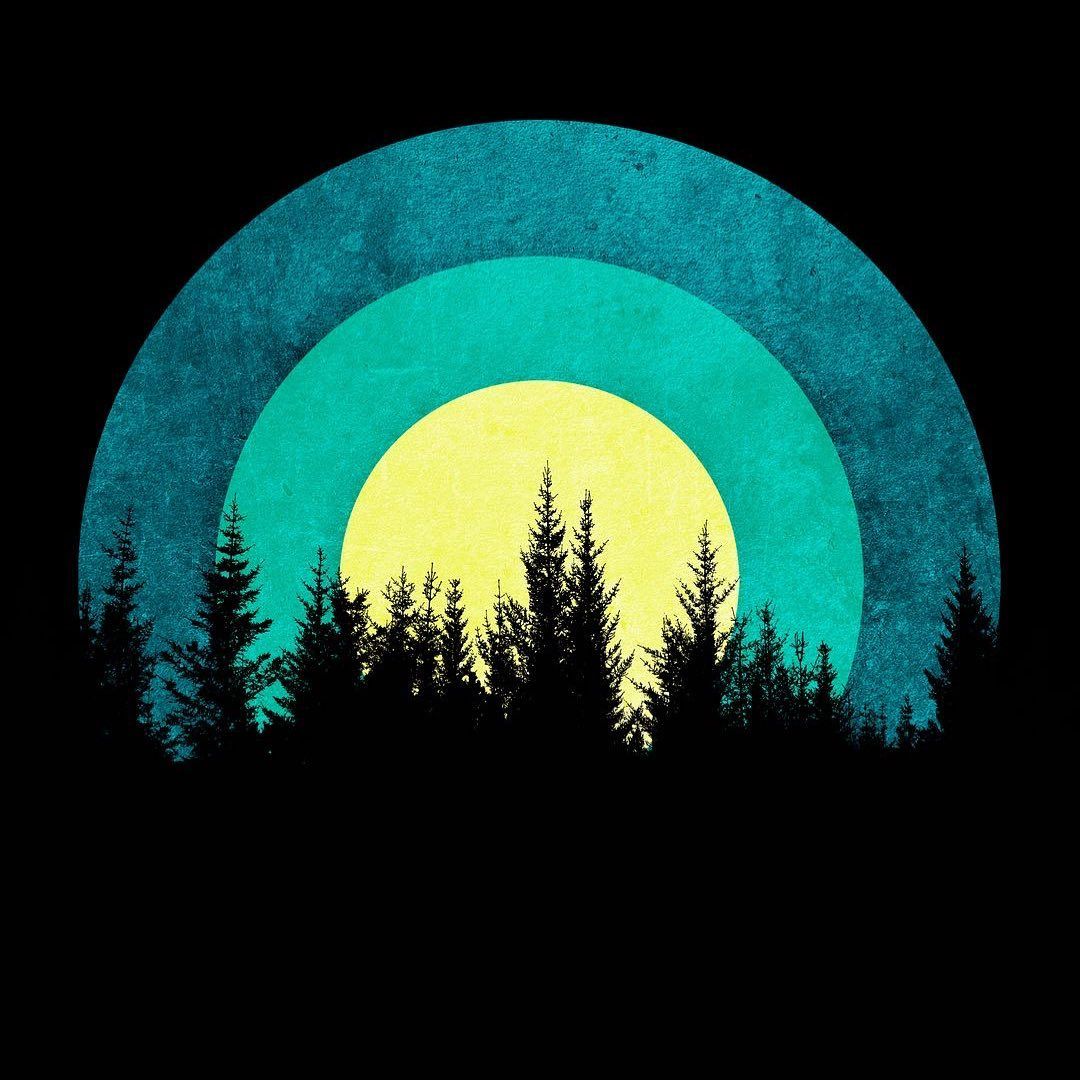 Retro Forest Moon - forest wallpaper for OpersCraft
