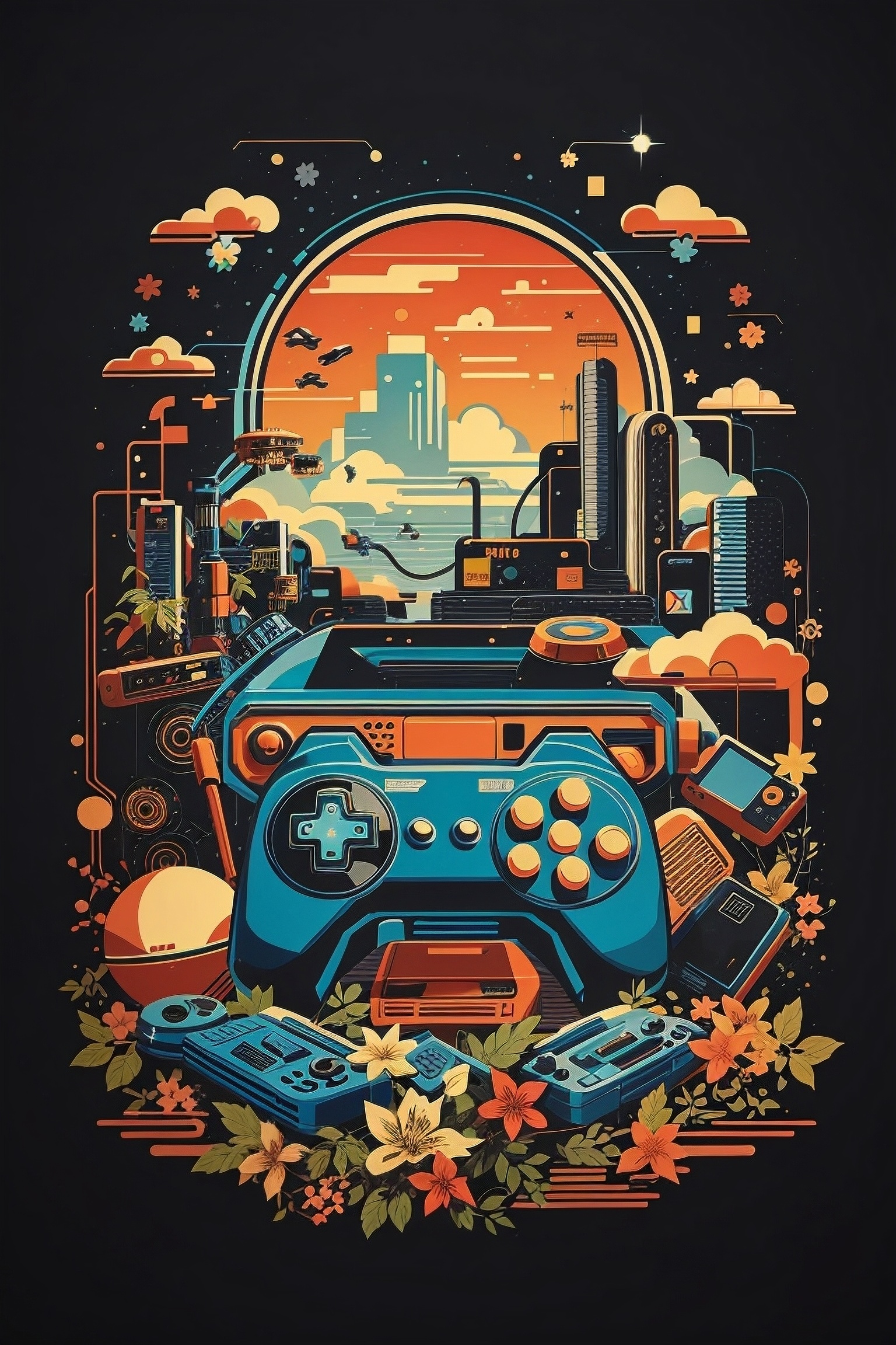 Retro Gaming Cityscape - gaming wallpaper for OpersCraft