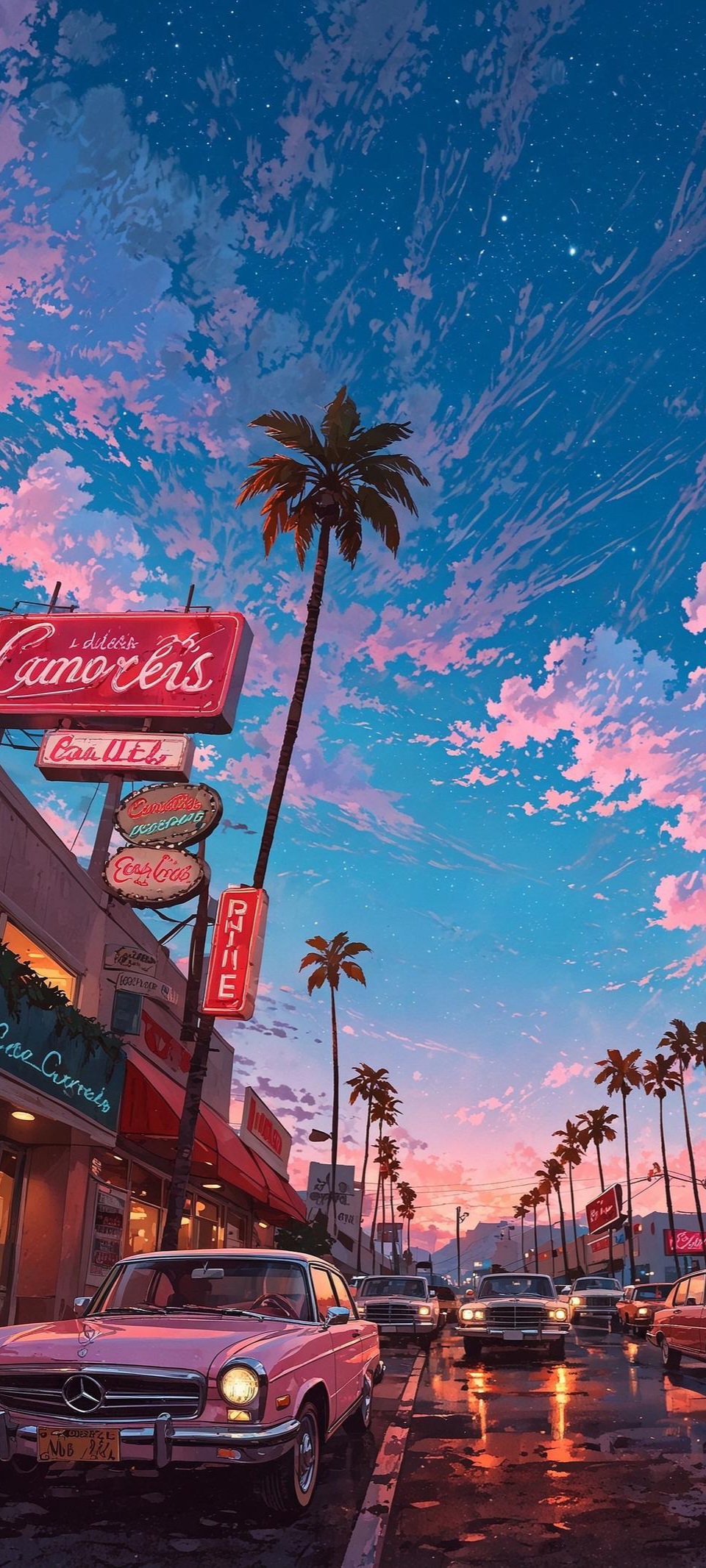 Retro Sunset Drive - vintage wallpaper for OpersCraft